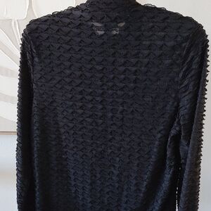 Black Textured Long Sleeve Top
